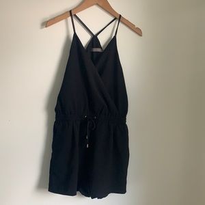 Woven x front romper